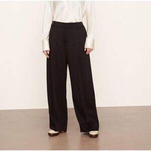 Vince Tailored Wide Leg Trouser Women 18 Black Quiet Luxury Office Career NWT